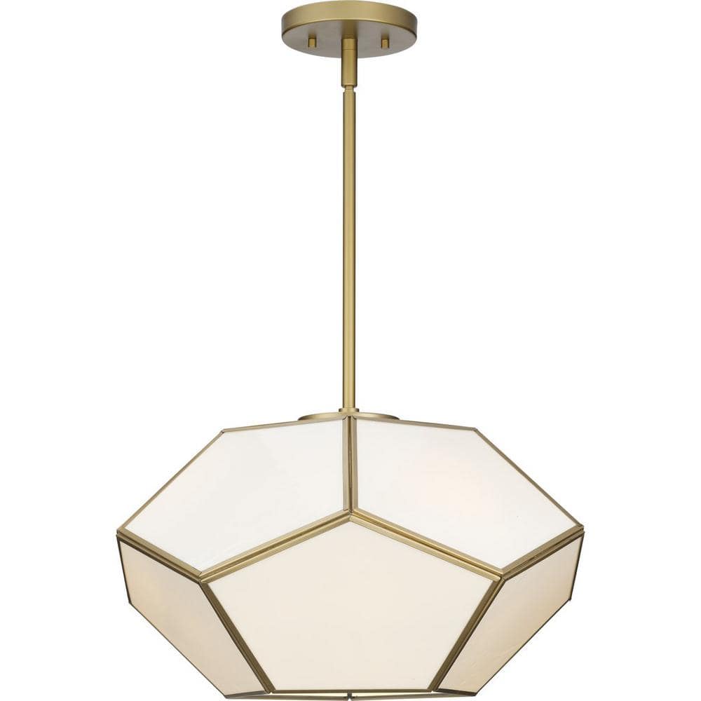Latham Vintage Gold Geometric Glass Flush Mount Light