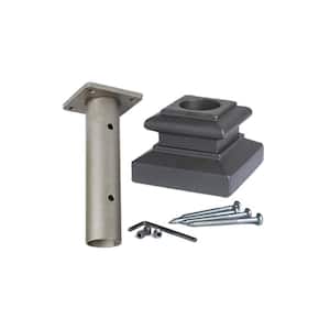 Satin Black 16.3.14 Newel Mounting Kit for 1-3/16 in. Round Iron Newel Posts 3.2 in. x 2.3 in. for Stair Remodeling