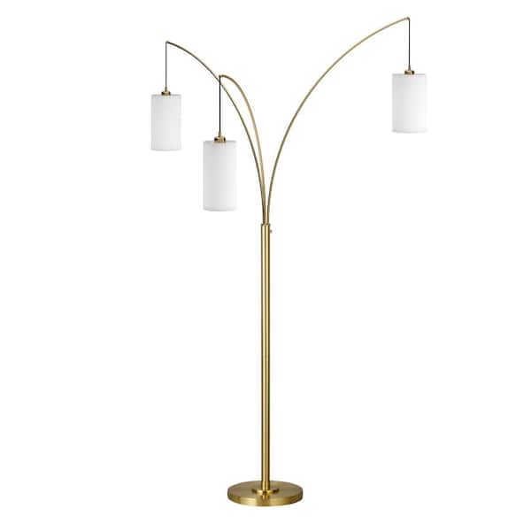 Meyer&Cross Aspen 83 in. Brass Floor Lamp with Fabric Shade
