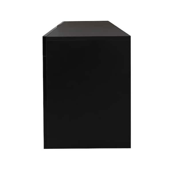 Anju 51 in. Black TV Console LED Entertainment Center with Storage Shelves and Drawer