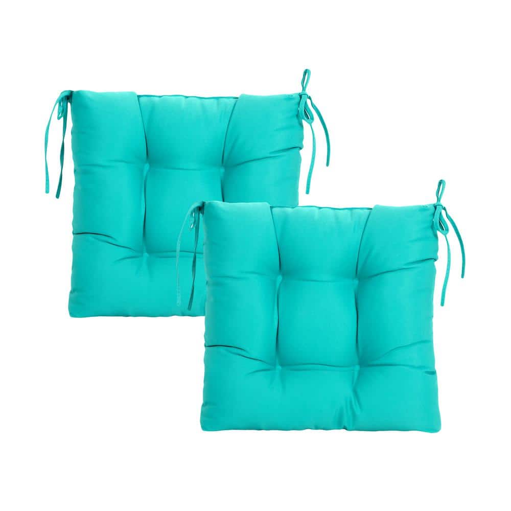 BLISSWALK Kale Green Outdoor Seat Cushions Pack of 2 Tufted Patio Chair Pads Square Foam for Dining Chair 19 in. x 19 in. x 5 in.