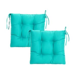 Outdoor Tufted Seat Cushions 2-Pack 19x19", for Patio Bench Dining Chair Lounge Chair Seat Pad Lake Blue