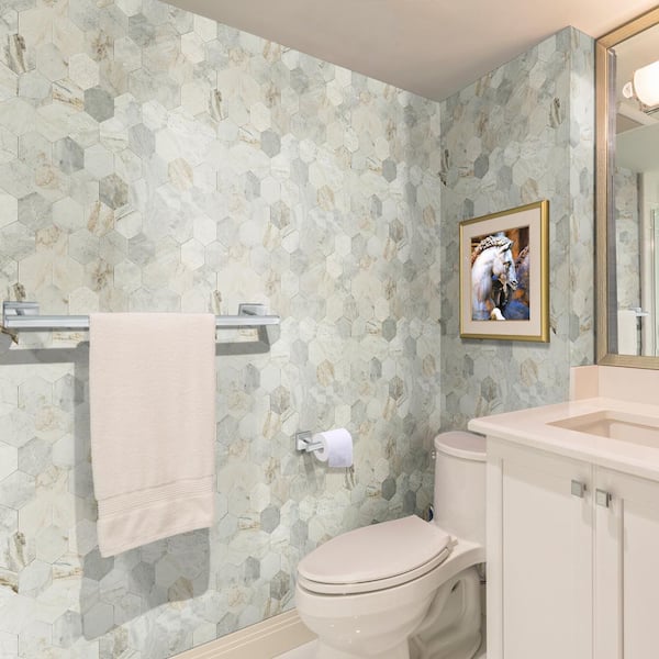 Arabescato Venato 10 in. x 12 in. x 0.16 in. Marble Peel and Stick Mosaic Tile (16.2 sq.ft./Case)