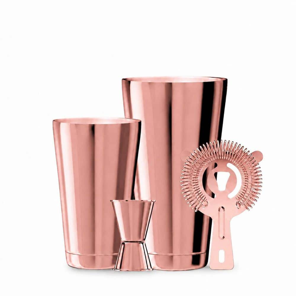 Rose Gold Boston Cocktail Shaker Set with 18 oz and 28 oz Shakers, Jigger and Strainer price history on PriceWatchPro