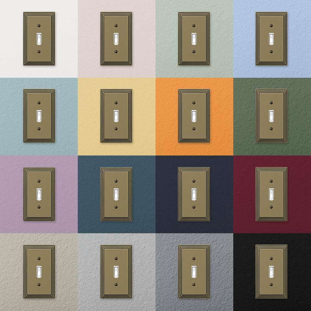 Rustic Brass 1-Gang Metal Duplex Outlet Wall Plate