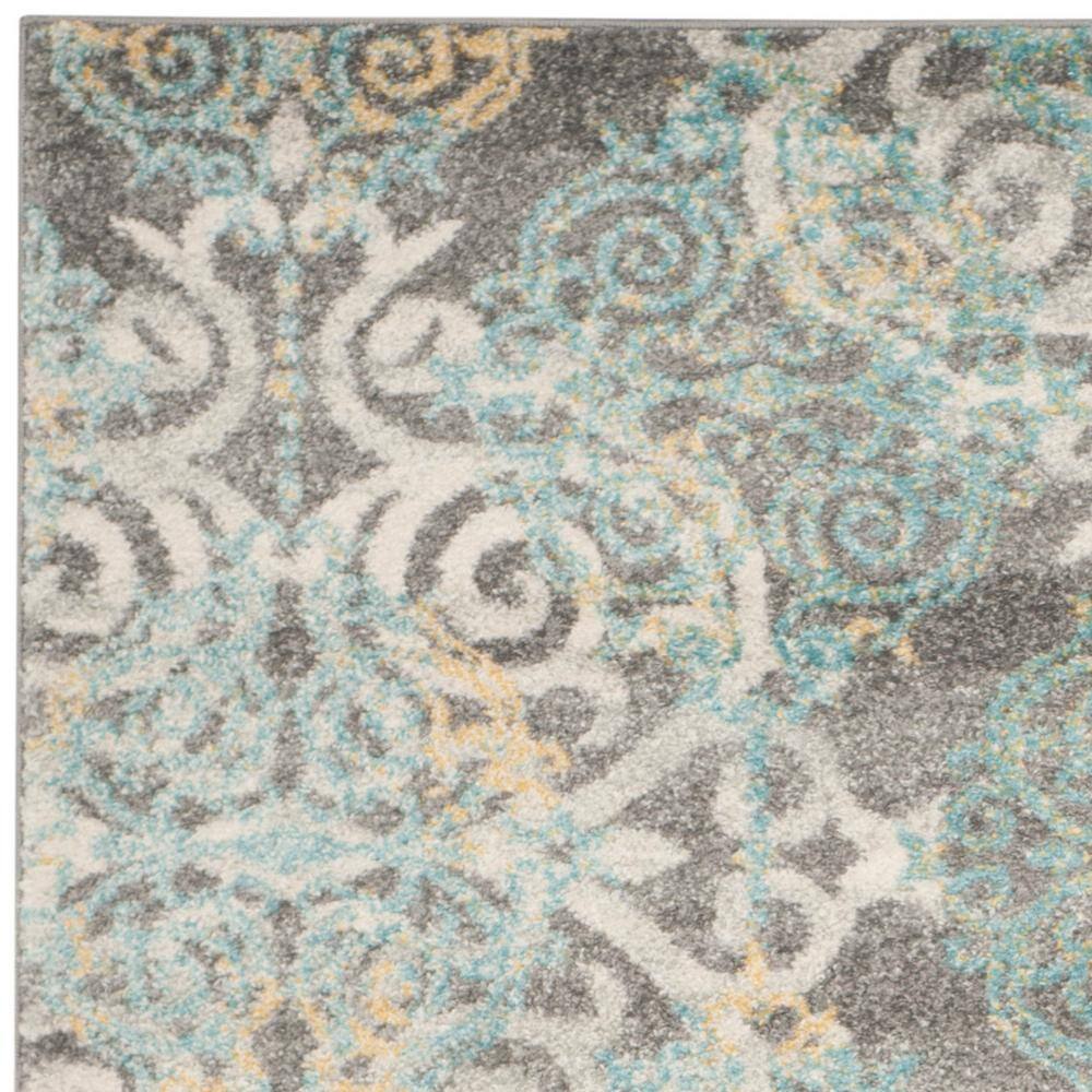 Grey and Ivory High Pile Synthetic Boho Area Rug