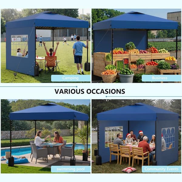 8x8 Pop Up Canopy Tent with 3 Sidewalls, Heavy Duty Instant