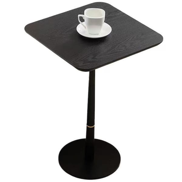 15.74 in. L Black Square Wood Coffee Table, End Table, Computer Desk with Metal Feet for Living Space, Lounge Area