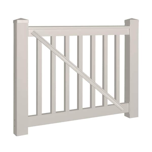 Weatherables Vanderbilt 3.5 ft. H x 5 ft. W Tan Vinyl Railing Gate Kit