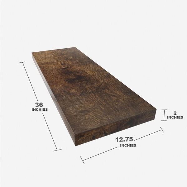 30 in. W x 12.75 in. D Rustic Brown Decorative Wall Shelf