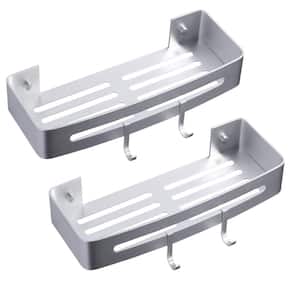 5 in. W x 2 in. H x 13 in. D Stainless Steel Rectangular Bathroom Shower Shelves in Brushed Nickel 2PCS