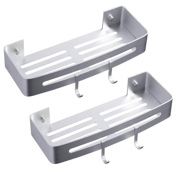 5 in. W x 2 in. H x 13 in. D Stainless Steel Rectangular Bathroom Shower Shelves in Brushed Nickel 2-Pieces