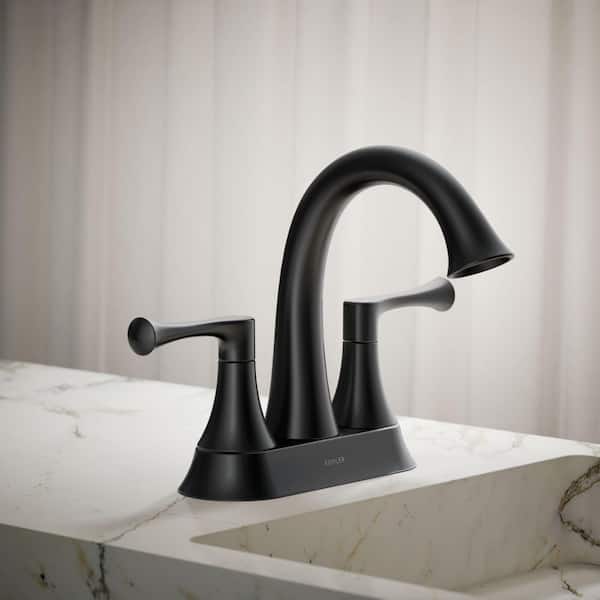 Buckley 4 in. Centerset Double Handle Bathroom Sink Faucet in Matte Black - 1.2 GPM