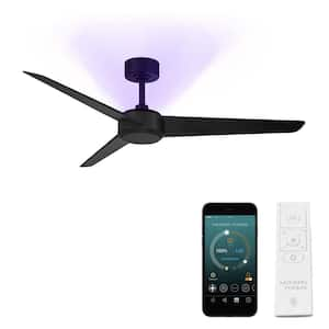 Ultra 54 in. Smart Indoor/Outdoor Matte Black 3-Blade Standard Ceiling Fan Integrated LED Plus Remote