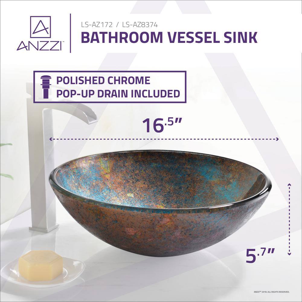 Emerald Burst 16.5'' Tempered Glass Circular Vessel Sink