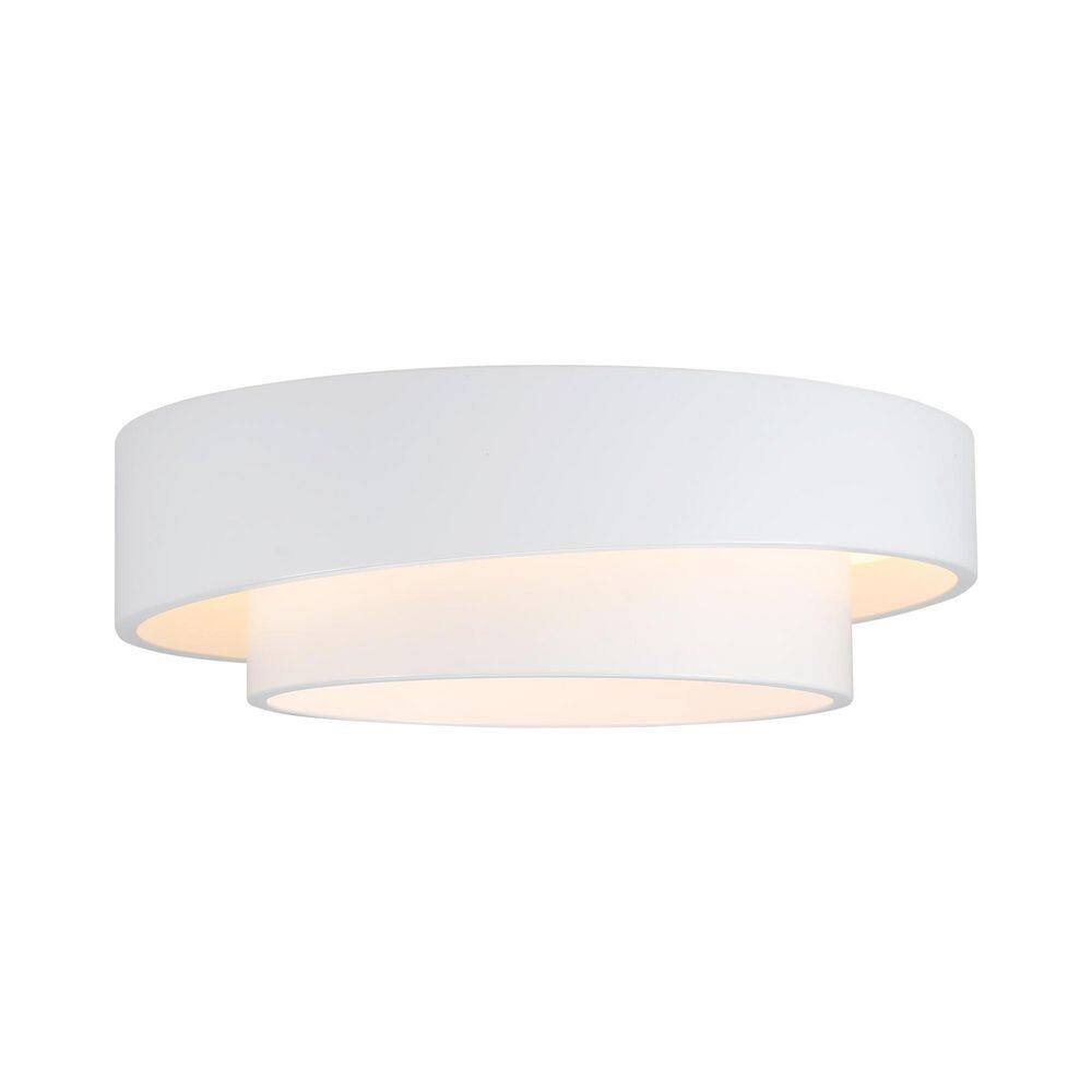15.74 in. White Modern 2-Layer 3000K 30W LED Round Flush Mount Ceiling Light with Lampshade for Bedroom Living Room price history on PriceWatchPro