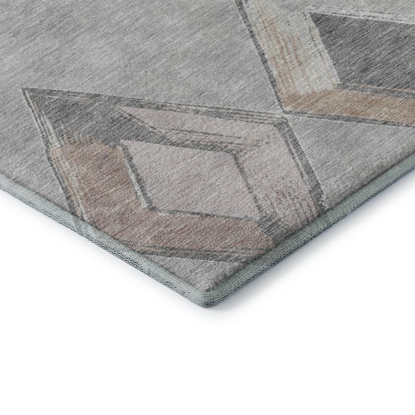 Mayfield Premium Machine Washable Abstract AMF2004 Gray 3 ft. x 4 ft. Area Rug