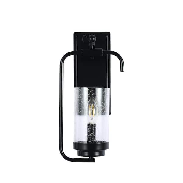 YANSUN 24 in. 3-Light Black Vanity Light with  Nickel Cylinder Glass Shades for Bathroom, Living Room, Entryway