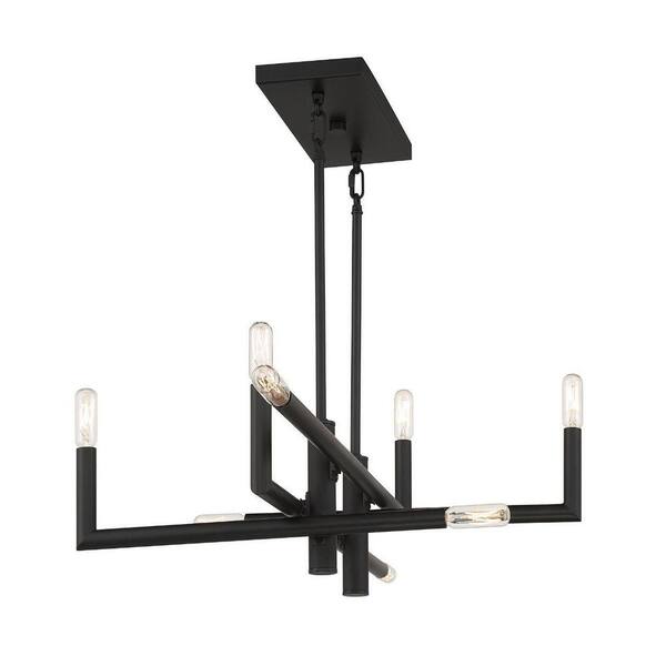 Arya Collection Eight-Light Matte Black Luxe Linear Chandelier