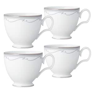 Satin Flourish 8 fl. oz. (White) Porcelain (Set of 4) Cups