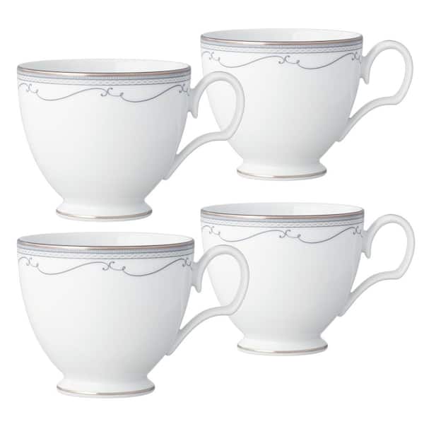 Noritake Satin Flourish 8 fl. oz. (White) Porcelain (Set of 4) Cups