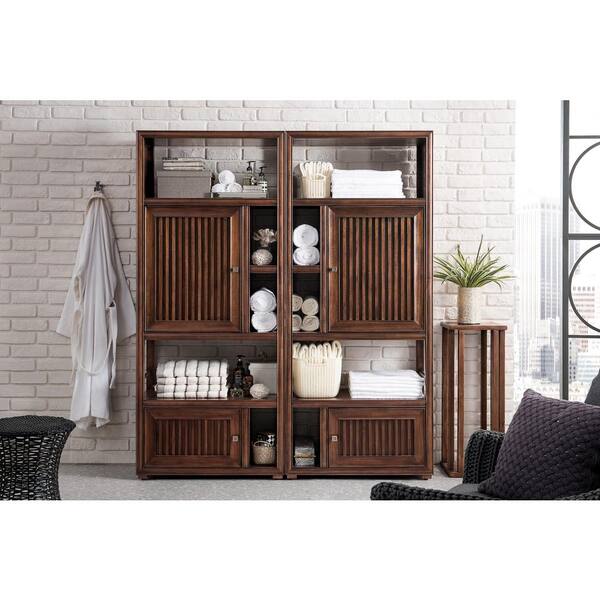 Bathroom Linen Storage Tower Cabinet Elements Acacia - Gray Wood