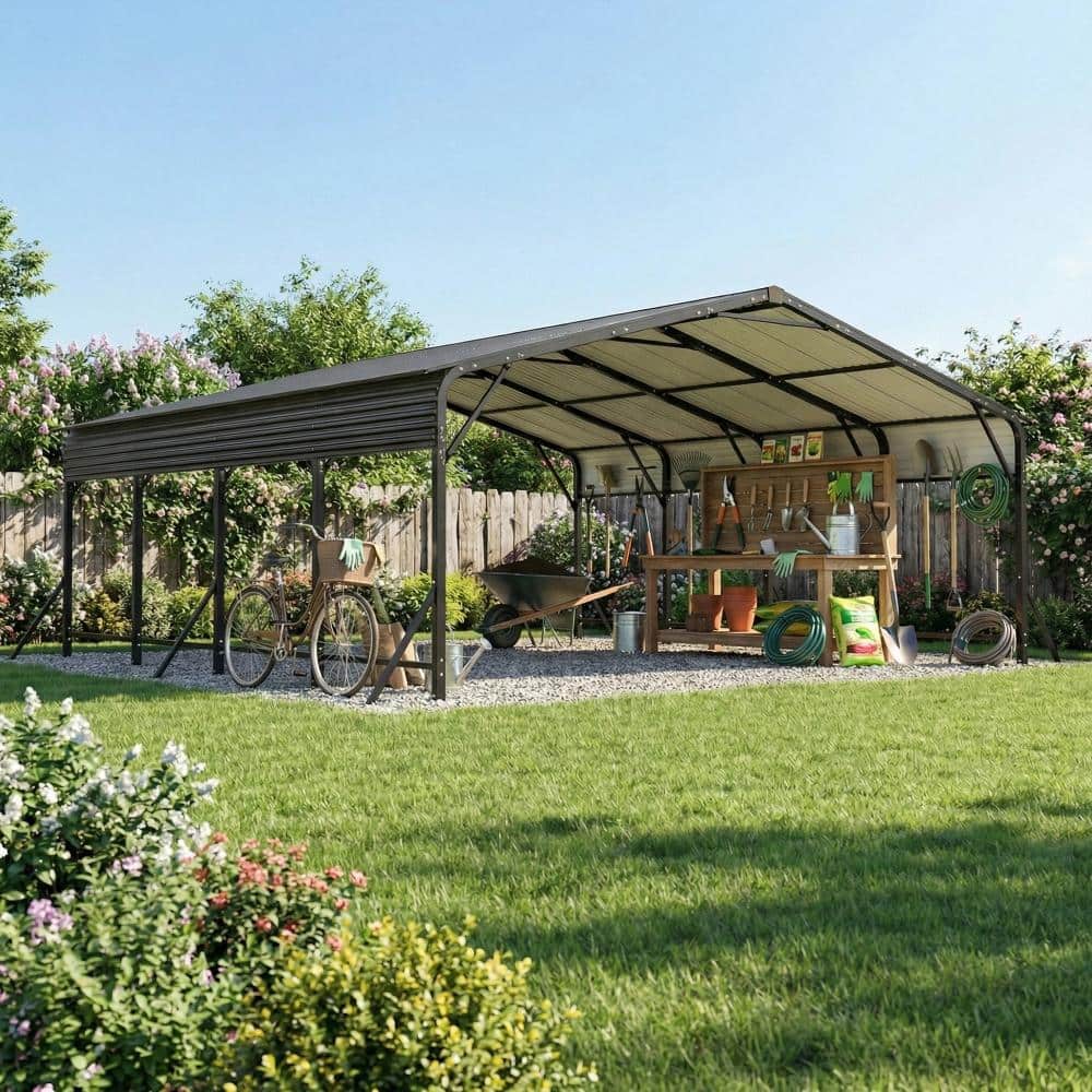 20 ft. W x 20 ft. D Metal Carport with Upgraded Triangle Reinforced Frame and 4 Poles price history on PriceWatchPro