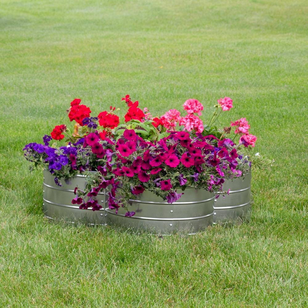 Silver Galvanized Steel 4-Leaf Clover Raised Garden Bed
