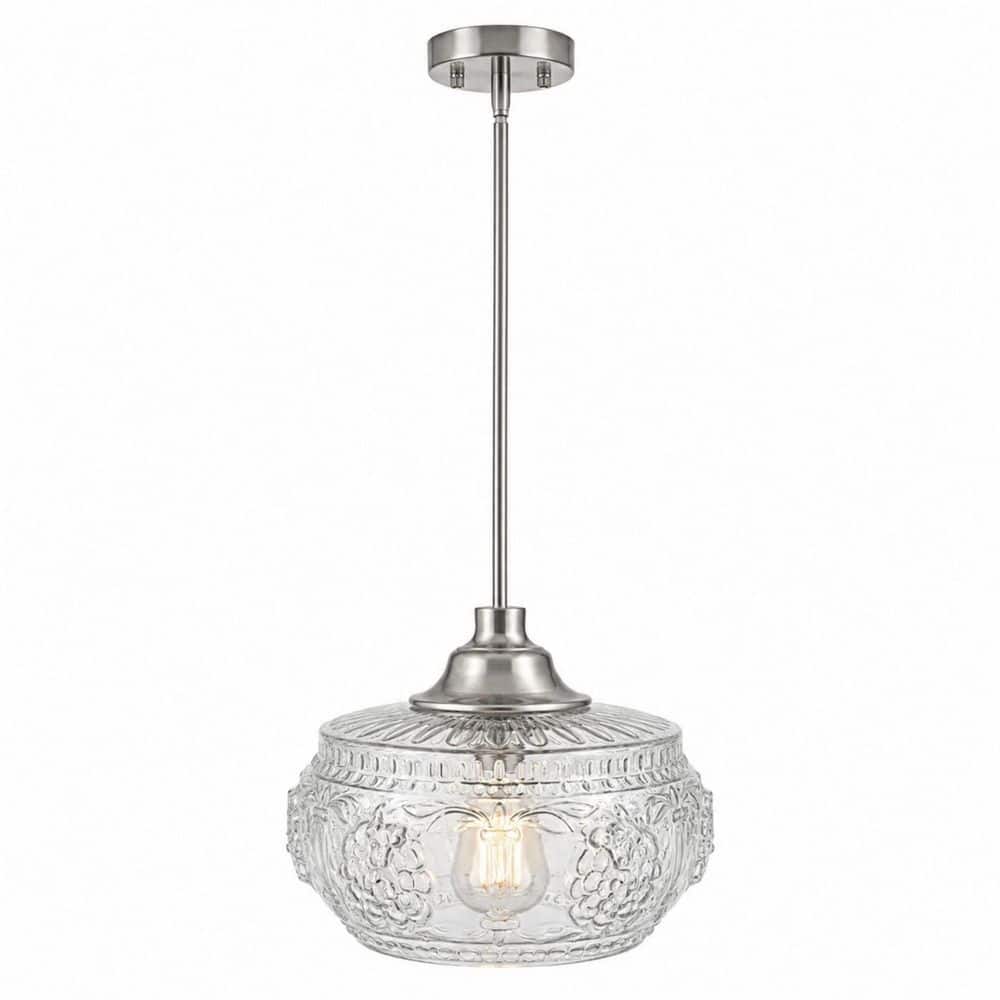 RayHome 1-Light Brushed Nickel Mid-Century Pendant Light with Vintage Textured Glass Shade for Kitchen Island price history on PriceWatchPro