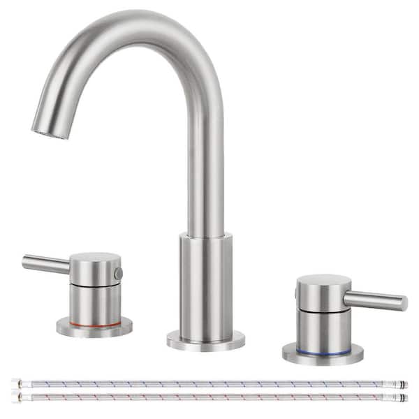 8 in. Widespread Double Handle Bathroom Faucet 3 Hole Sink Faucet in Brushed Nickel