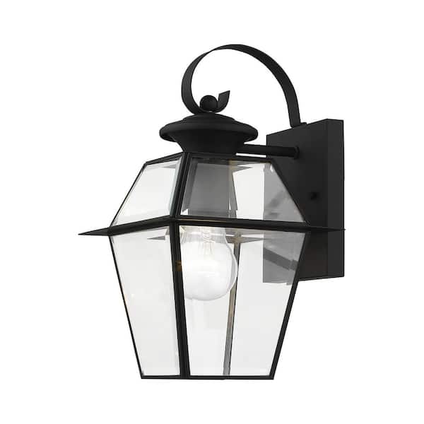 Ainsworth 12.5 in. 1-Light Black Outdoor Hardwired Wall Lantern Sconce with No Bulbs Included