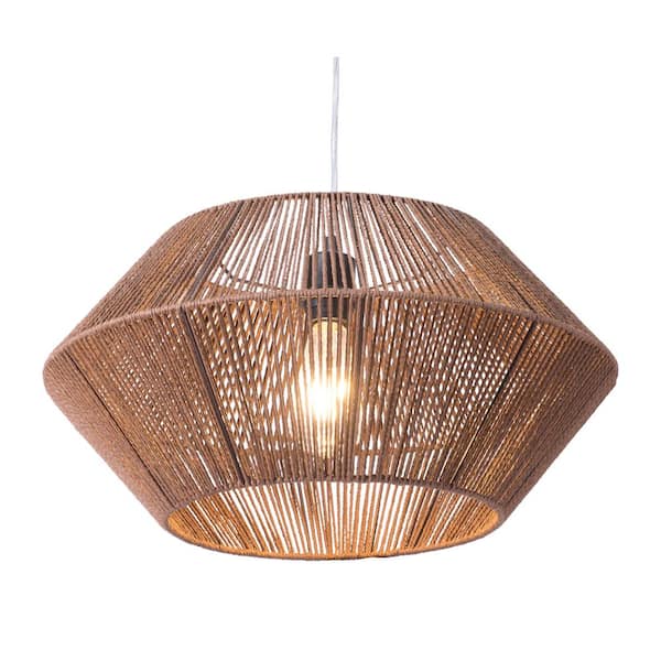 ZUO Kendrick 1-Light Brown Pendant with Polyester Shade