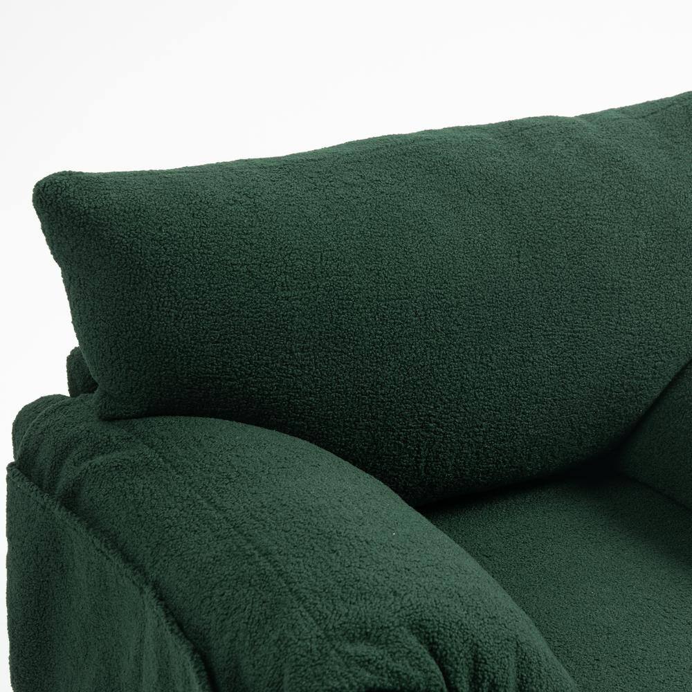 Dark Green Oversized Metal Swivel Barrel Accent Chair