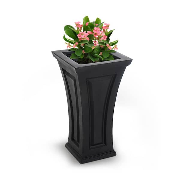 Square Black Plastic Outdoor Indoor Tall Patio Planter Flower Pot Mayne 4834-B 
