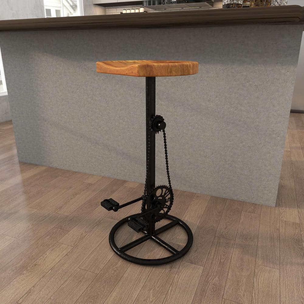 Adjustable Industrial Pedal-Inspired Metal Bar Stool, Brown