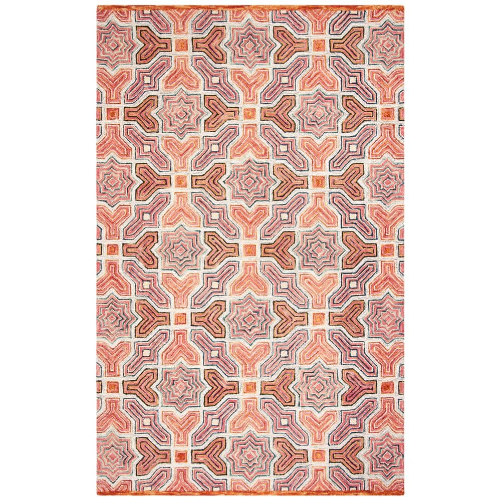 SAFAVIEH Aspen Pink/Orange 8 ft. x 10 ft. Geometric Area Rug APN260U-8 ...