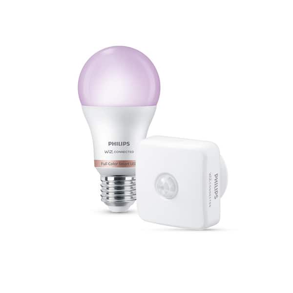 vogel in het midden van niets Wet en regelgeving Philips Color and Tunable White LED 60W Equivalent Dimmable Wiz Connected  Smart Wi-Fi Light Bulb with Motion Sensor 562702 - The Home Depot