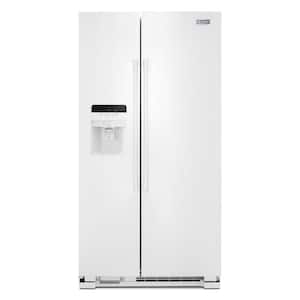 25 cu. ft. Side by Side Refrigerator in White with Exterior Ice and Water Dispenser