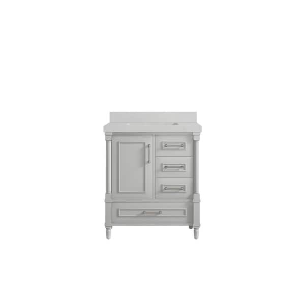 Willow Collections Hudson 30 in. W x 22 in. D x 36 in. H Bath Vanity in Coventry Gray with 2 in. Carrara Quartz Top
