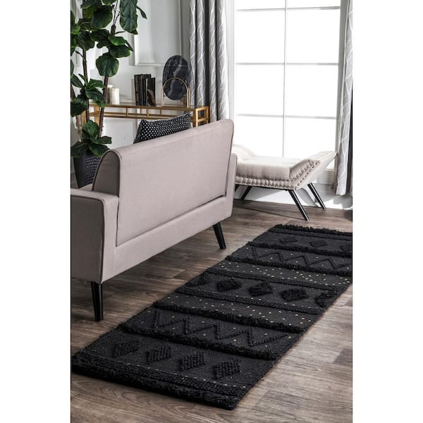 Chandy Textured Wool Black 3 ft. x 8 ft. Runner Rug