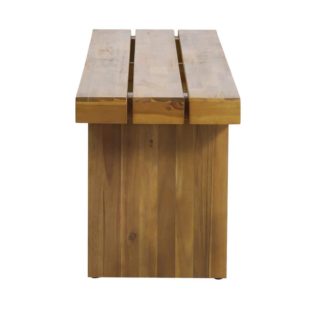Rustic Acacia Wood 57" Outdoor Bench with Natural Finish