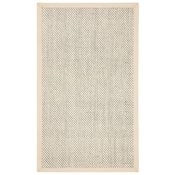 SAFAVIEH Natural Fiber Black/Ivory Doormat 3 ft. x 5 ft. Border Area Rug