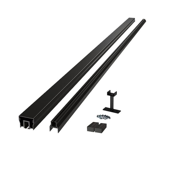 Fiberon 36 in. H x 72 in. W (Actual Size: 36 in. x 70 in.) Cityside Black Contemporary Aluminum Line Rail Kit for Glass Infill