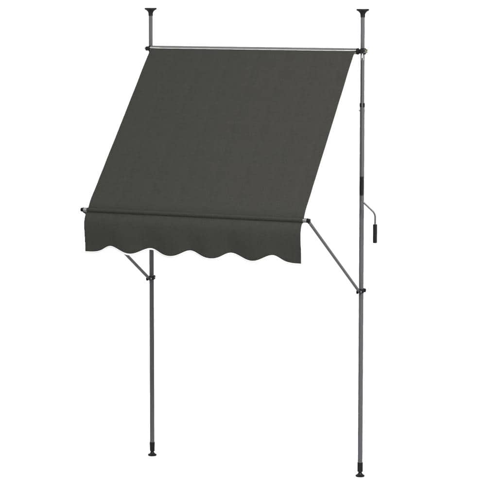 5x4 FT Freestanding Retractable Patio Awning, Adjustable UV-Resistant Canopy for Deck, Window or Door Shade, Dark Gray price history on PriceWatchPro