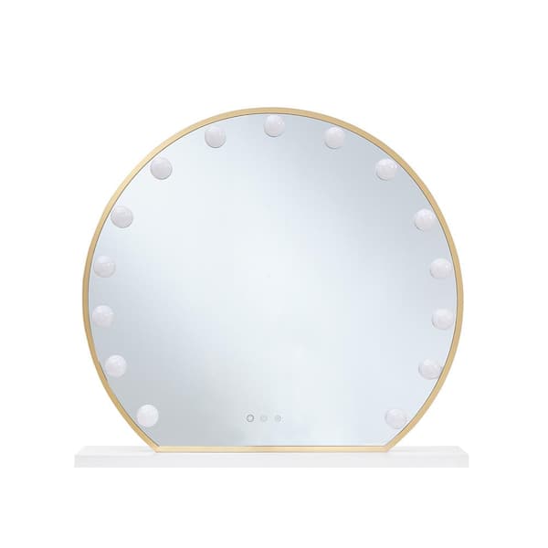 Inspired Home Favian 4.8 in. W x 22.2 in. H Aluminum Frame Material Gold Vanity Mirror With AC Power Adapter