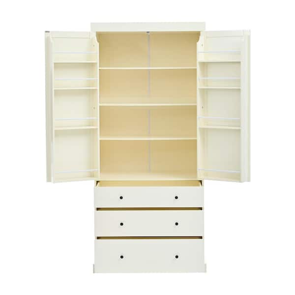 35 in. W x 17.7 in. D x 77 in. H Bathroom Beige Linen Cabinet