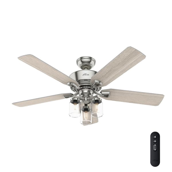 Led Indoor Brushed Nickel Ceiling Fan, Satin Nickel Bathroom Exhaust Fan With Light And Remote