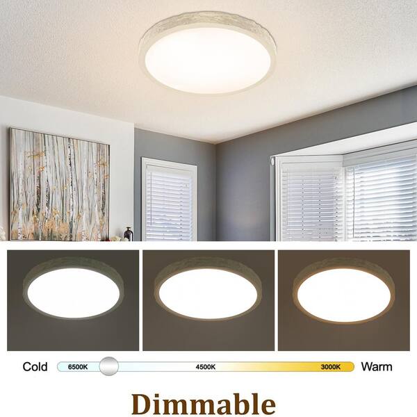 OUKANING 19.68 in. Beige Modern Flush Mount Ceiling Light