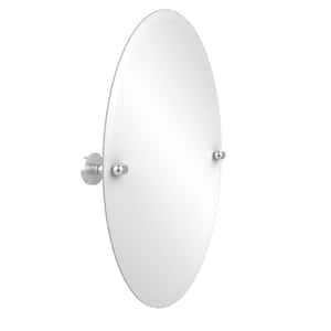 Tango Collection 21 in. x 29 in. Frameless Oval Single Tilt Mirror with Beveled Edge in Satin Chrome