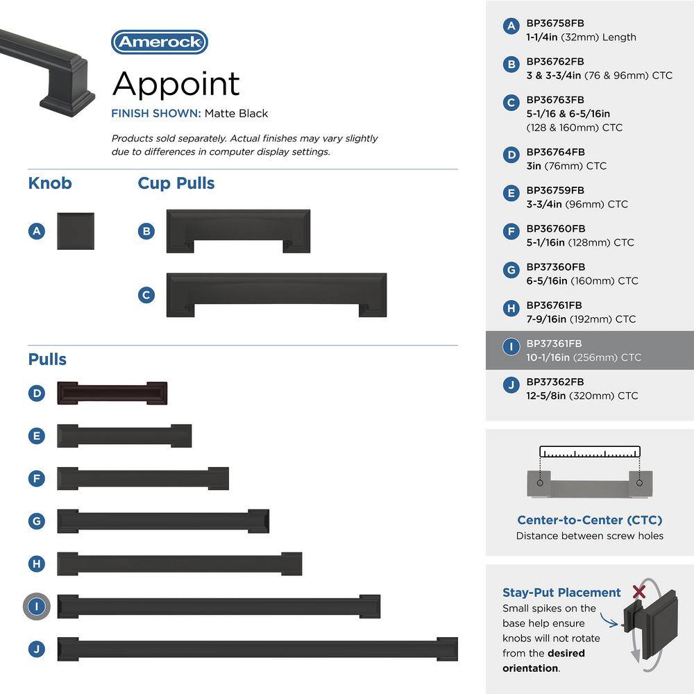 Matte Black 10-1/16 inch Modern Bar Cabinet Pull